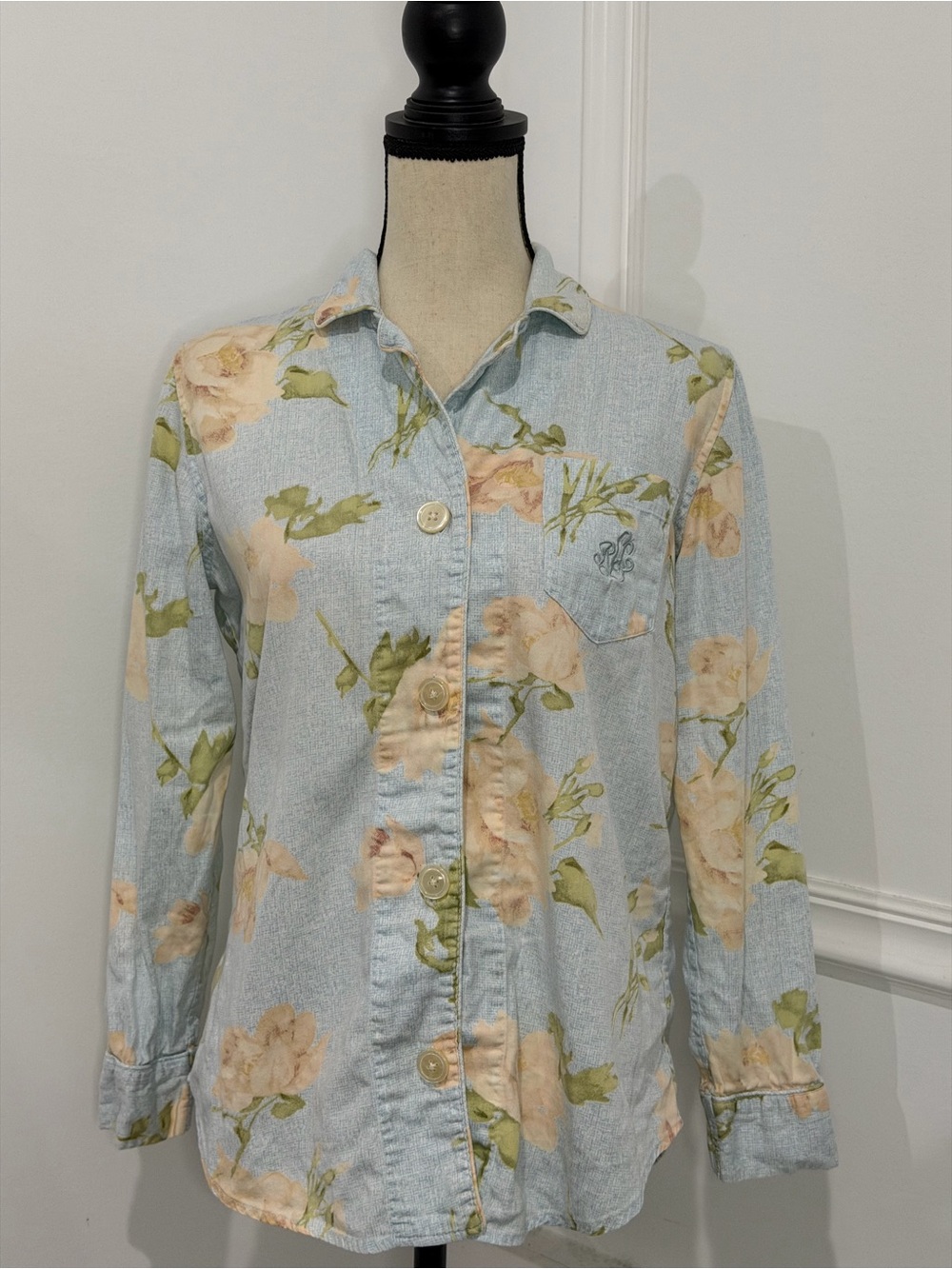 Ralph Lauren Light Blue Floral Button-Down blouse